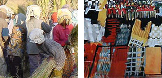 Balinese women harvesting rice